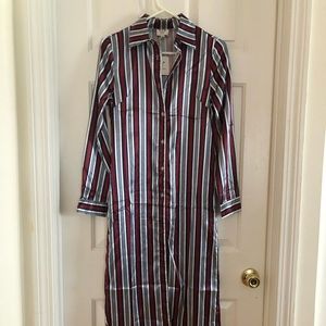 Sleepwear inspired satin shirt dress